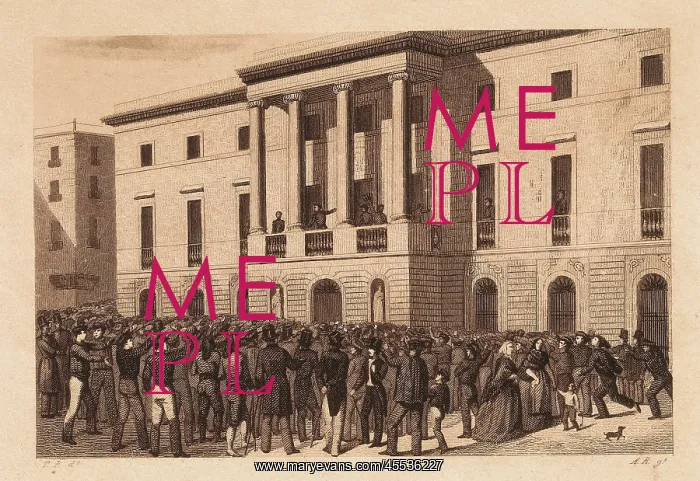 : Spain (1843). Juan Prim i Prats talking to the : Spain (1843). Juan Prim i Prats talking to the