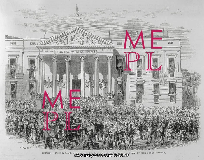  : Spain (1868). Madrid. Armed people parading in