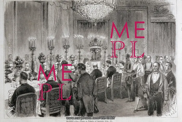 : Spain (1872). Banquet in the Royal Palace of : Spain (1872). Banquet in the Royal Palace of