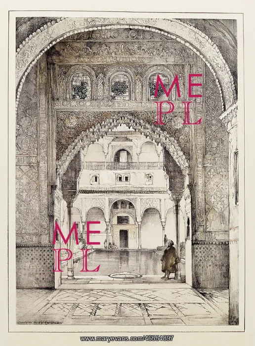 : Spain (19th c.). Granada. The Alhambra. Patio : Spain (19th c.). Granada. The Alhambra. Patio
