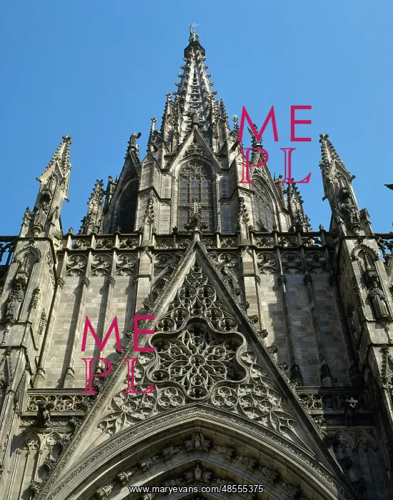 : Spain. Barcelona. Cathedral. Facade. Neogothic style. 1885-1 : Spain. Barcelona. Cathedral. Facade. Neogothic style. 1885-1