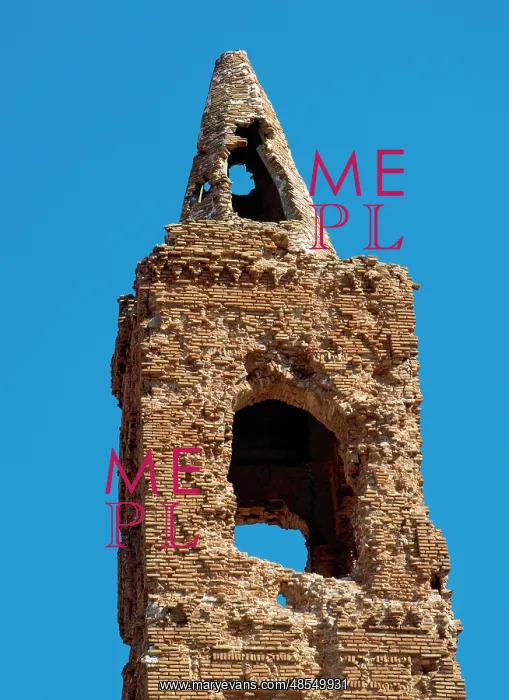: Spain. Belchite. Belfry in ruins : Spain. Belchite. Belfry in ruins