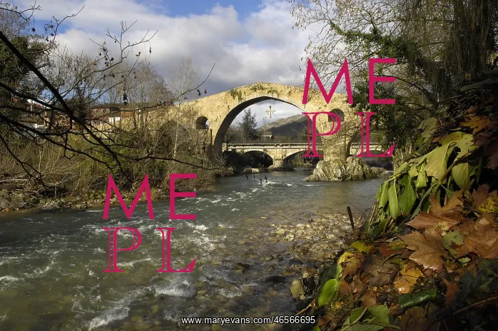 : SPAIN. Cangas de Onis. Medieval bridge of Cangas : SPAIN. Cangas de Onis. Medieval bridge of Cangas