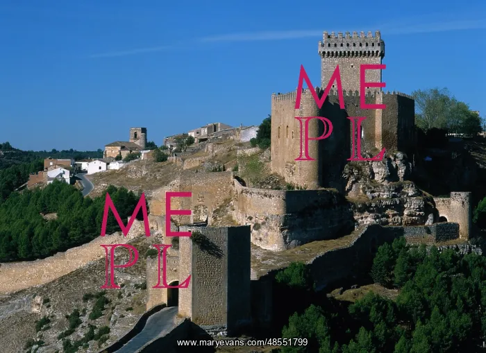 : Spain. Castile-La Mancha. Alarcon. View of medieval Castle : Spain. Castile-La Mancha. Alarcon. View of medieval Castle