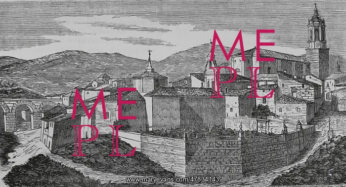 : Spain. Cenicero. View of the town. Engraving, 19th century : Spain. Cenicero. View of the town. Engraving, 19th century