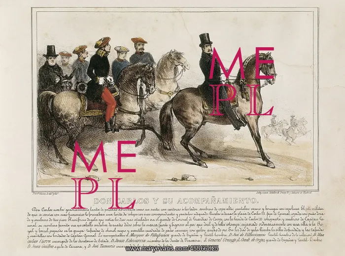 : Spain. Don Carlos and his cortege in 1844.Engraving : Spain. Don Carlos and his cortege in 1844.Engraving