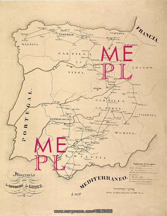 : Spain. First Carlist War (1836). Map of Spain : Spain. First Carlist War (1836). Map of Spain