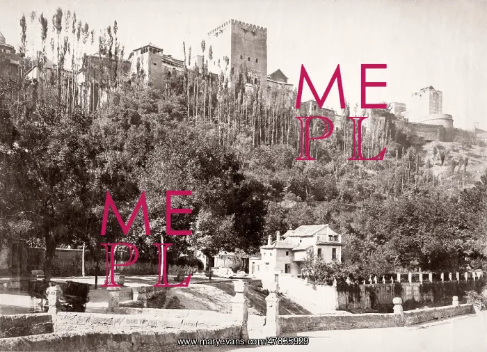 : Spain Granada view of the Alhambra, by Juan Laurent : Spain Granada view of the Alhambra, by Juan Laurent