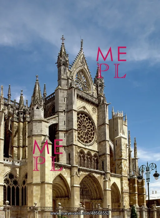  : Spain. Leon. Gothic cathedral. 13th-14th centuries. Facade