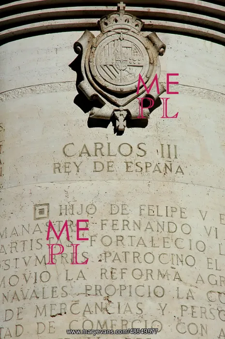 : Spain. Madrid. Detail of the base of a monument dedicated to : Spain. Madrid. Detail of the base of a monument dedicated to