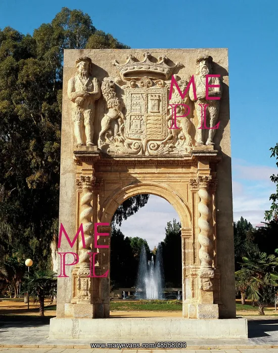 : Spain. Murcia. Gate of the Palace of the Garden of the Bombs : Spain. Murcia. Gate of the Palace of the Garden of the Bombs