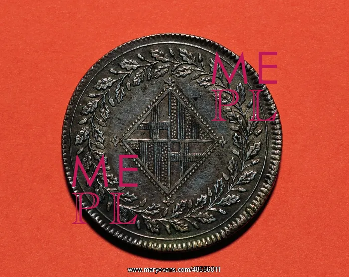 : Spain. Five pesetas. Head. 19th century : Spain. Five pesetas. Head. 19th century