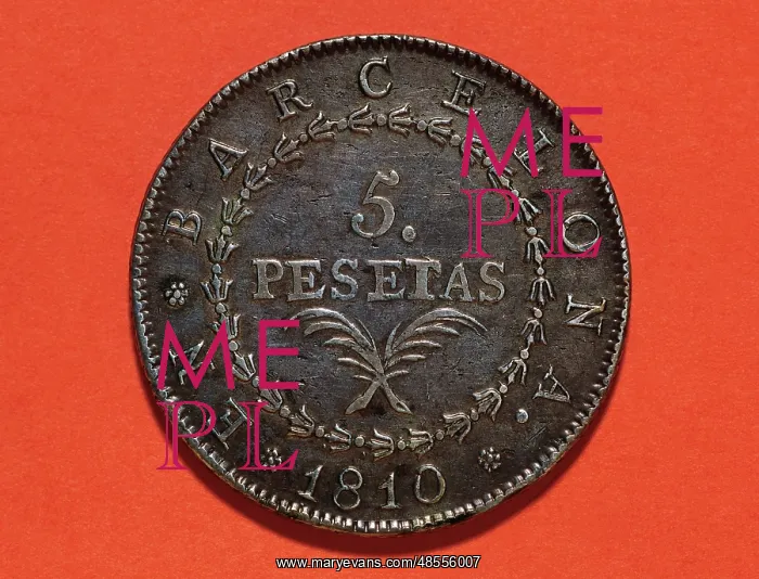  : Spain. Five pesetas. Reverse. 19th century