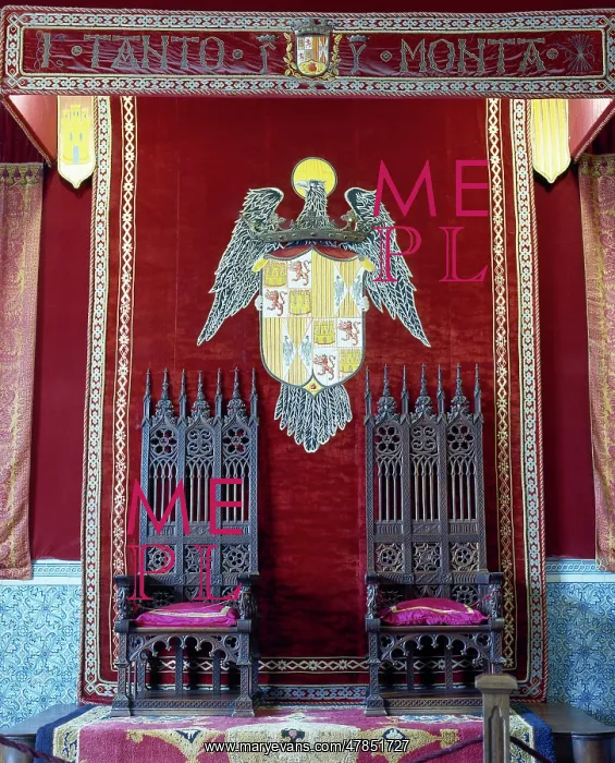 : Spain. Segovia. The Alcazar. The Throne room. Two thrones : Spain. Segovia. The Alcazar. The Throne room. Two thrones