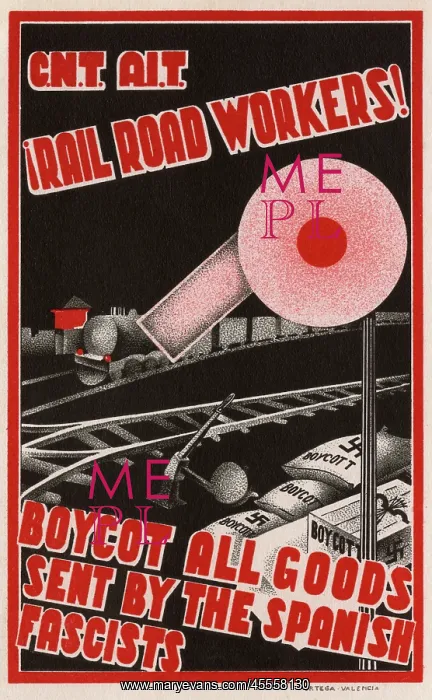 : Spanish Anti-fascist card supporting boycott : Spanish Anti-fascist card supporting boycott