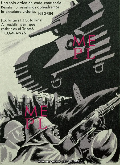 : Spanish Civil War. Propaganda postcard for the : Spanish Civil War. Propaganda postcard for the