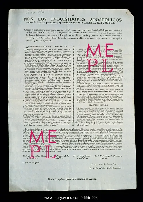 : Spanish Inquisition. Document, 19th century. 1807 : Spanish Inquisition. Document, 19th century. 1807