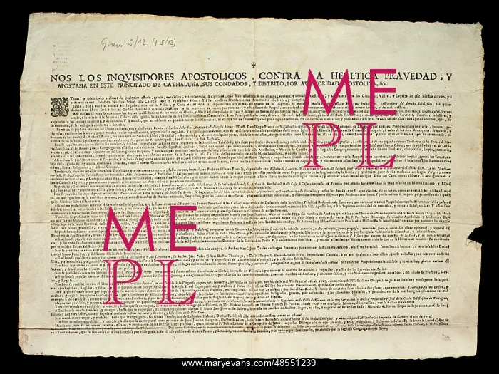 : Spanish Inquistion. Document, 18th century. 1737 : Spanish Inquistion. Document, 18th century. 1737