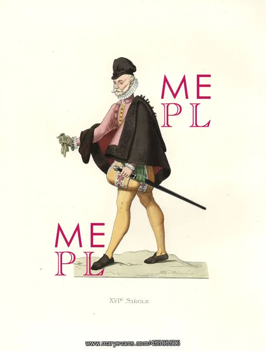 : Spanish noble, 16th century, in cape, jerkin : Spanish noble, 16th century, in cape, jerkin