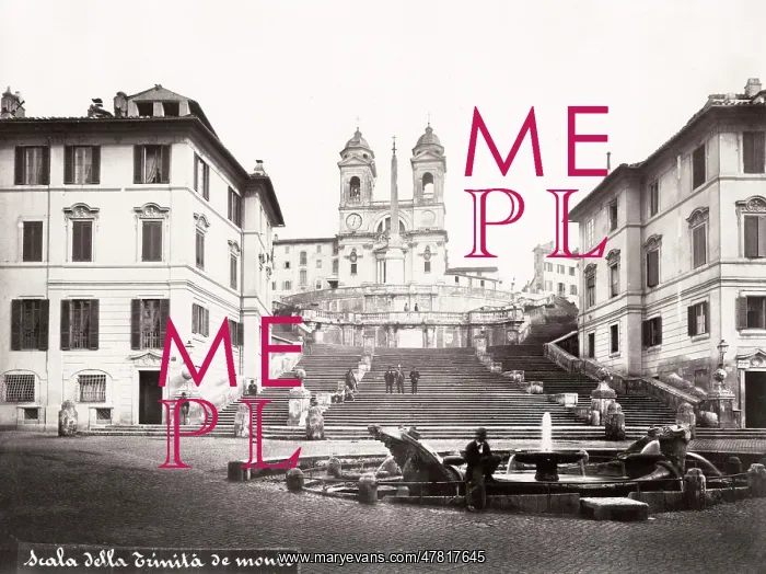 : Spanish Steps, TrinitE dei Monti, Rome Italy, c.1870's : Spanish Steps, TrinitE dei Monti, Rome Italy, c.1870's