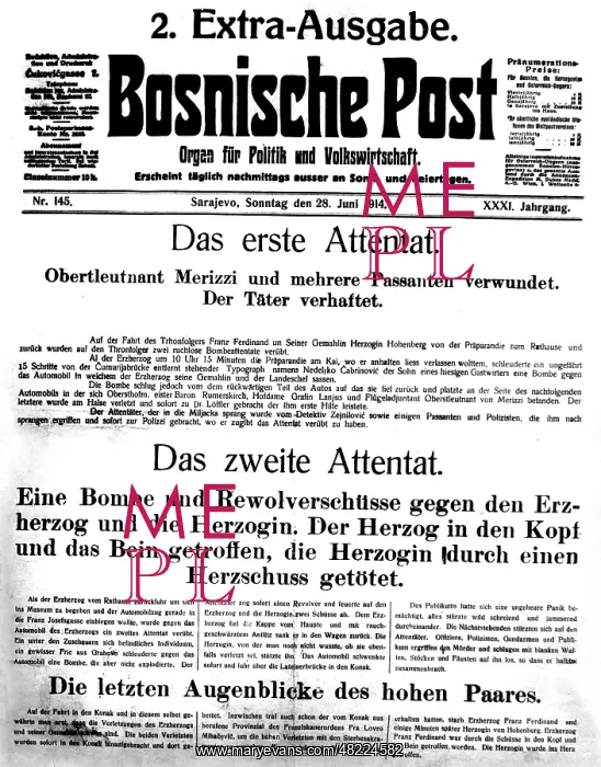 : Special edition of the Bosnian Post, 1914 : Special edition of the Bosnian Post, 1914