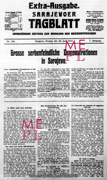 : Special edition of a Sarajevo newspaper, 1914 : Special edition of a Sarajevo newspaper, 1914