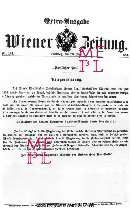 : Special edition of the Wiener Zeitung with the Austrian decl : Special edition of the Wiener Zeitung with the Austrian decl