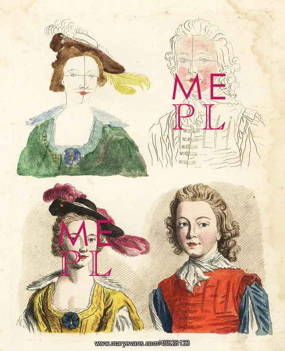 : Specimens from an 18th century colouring book : Specimens from an 18th century colouring book