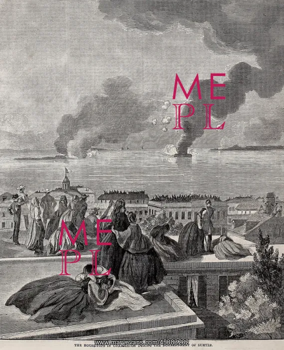 : Spectators on Charleston rooftops during the : Spectators on Charleston rooftops during the