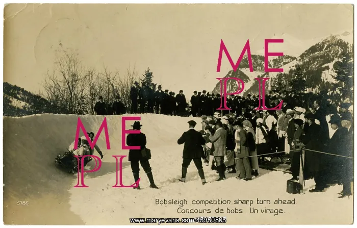 : Spectators watch the Bobsleigh Run at Morgins, Switzerland : Spectators watch the Bobsleigh Run at Morgins, Switzerland