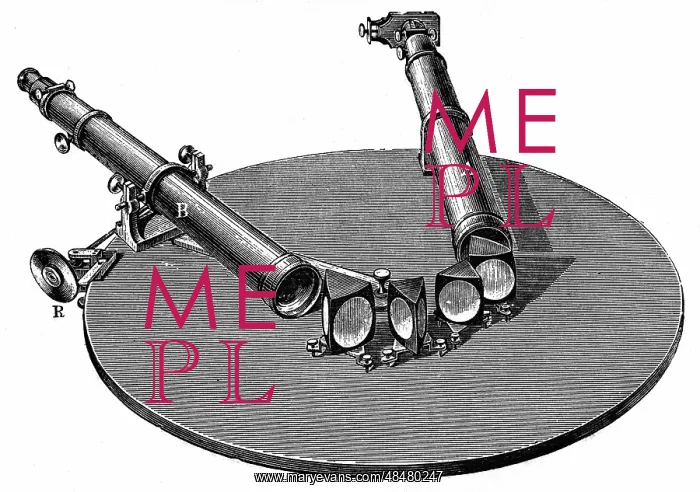 : Spectroscope, 1872. Instrument of the type developed : Spectroscope, 1872. Instrument of the type developed