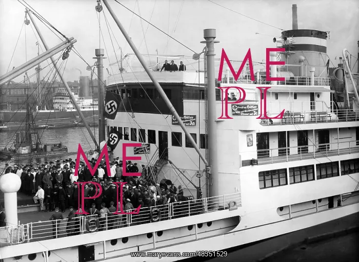 : A speech by Adolf Hitler is broadcast on a ship, 1933 : A speech by Adolf Hitler is broadcast on a ship, 1933