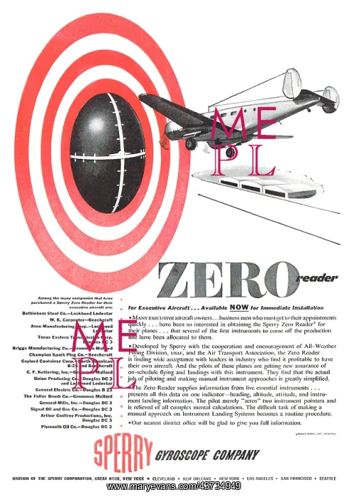 : Sperry Aircraft Instruments - Sperry Zero Reader : Sperry Aircraft Instruments - Sperry Zero Reader