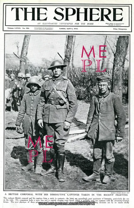 : Sphere cover - British corporal with small German captives : Sphere cover - British corporal with small German captives
