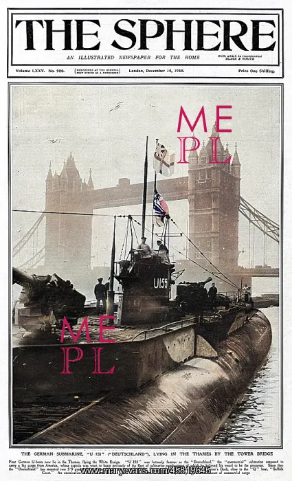 : Sphere cover - German U boat in Thames by Tower Bridge : Sphere cover - German U boat in Thames by Tower Bridge
