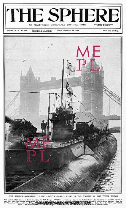: Sphere cover - German U boat in Thames by Tower Bridge : Sphere cover - German U boat in Thames by Tower Bridge