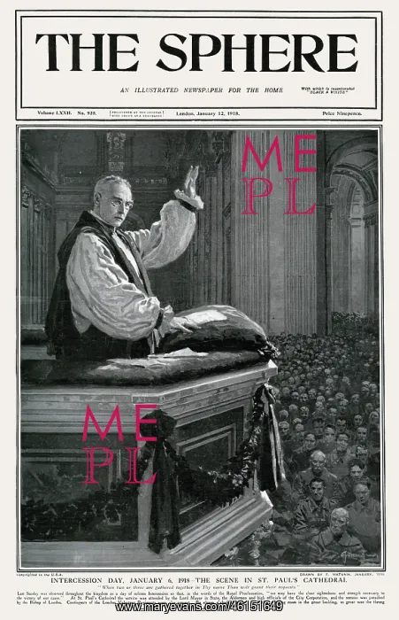 : Sphere cover - Intercession Day by Matania, WW1 : Sphere cover - Intercession Day by Matania, WW1