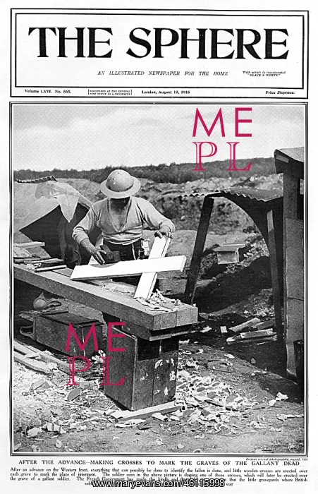 : Sphere cover - making crosses to mark the dead, WW1 : Sphere cover - making crosses to mark the dead, WW1