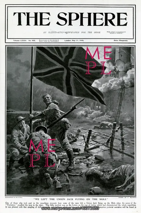 : Sphere cover - Zeebrugge raid, crew fix Union flag, WW1 : Sphere cover - Zeebrugge raid, crew fix Union flag, WW1