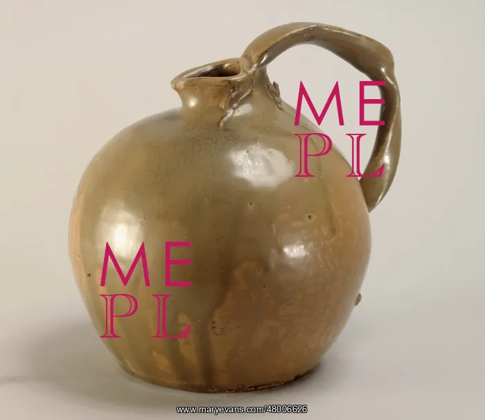 : Spherical pot with a crooked handle : Spherical pot with a crooked handle