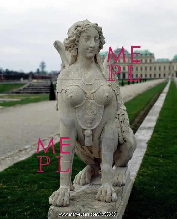 : Sphinx at gardens of Belvedere Palace. 18th century. Vienna : Sphinx at gardens of Belvedere Palace. 18th century. Vienna