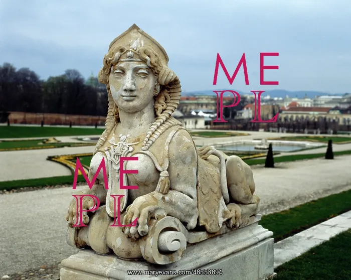 : Sphinx at gardens of Belvedere Palace. 18th century. Vienna : Sphinx at gardens of Belvedere Palace. 18th century. Vienna