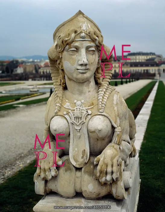 : Sphinx at gardens of Belvedere Palace. 18th century. Vienna : Sphinx at gardens of Belvedere Palace. 18th century. Vienna