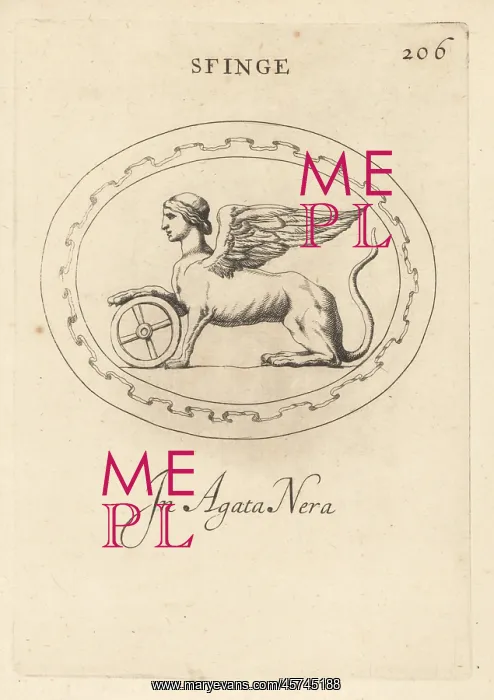 : Sphinx with one paw on a sun wheel : Sphinx with one paw on a sun wheel