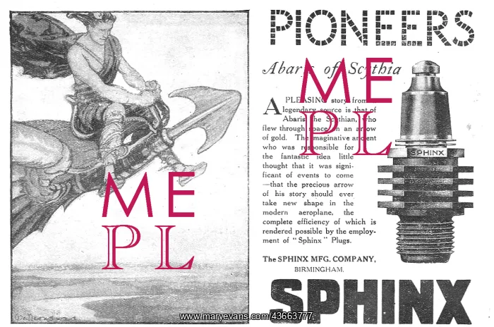 : Sphinx Sparking Plugs 1918 : Sphinx Sparking Plugs 1918