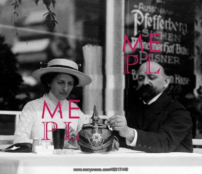 : A spiked helmet as a collecting box, 1914 : A spiked helmet as a collecting box, 1914
