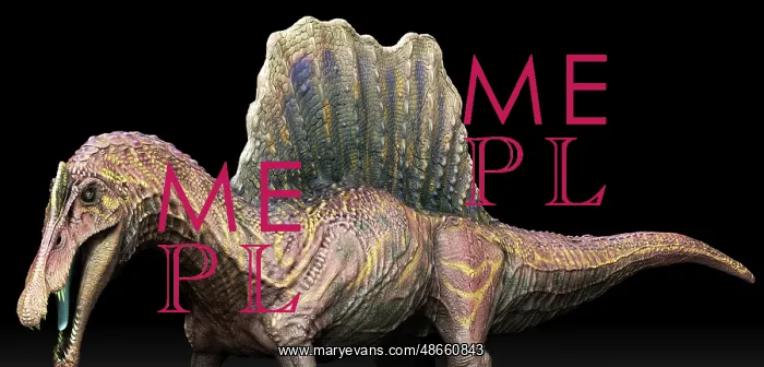 : Spinosaurus dinosaur on black background : Spinosaurus dinosaur on black background