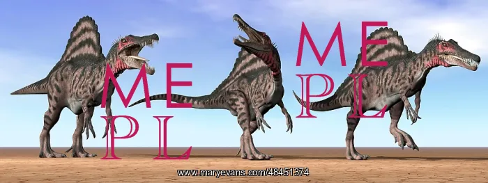 : Three Spinosaurus dinosaurs standing in the desert : Three Spinosaurus dinosaurs standing in the desert