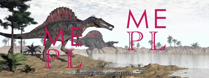 : Two Spinosaurus dinosaurs walking to the water in a desert ? : Two Spinosaurus dinosaurs walking to the water in a desert ?