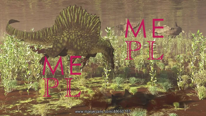 : Spinosaurus disturbing an Onchopristis from the : Spinosaurus disturbing an Onchopristis from the